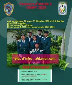 Lire la suite à propos de l’article OUVERTURE DU CONCOURS D’ENTRÉE À L’EMPT 2025 : DATE D’INSCRIPTION, CONDITIONS ET PIÈCES À FOURNIR
