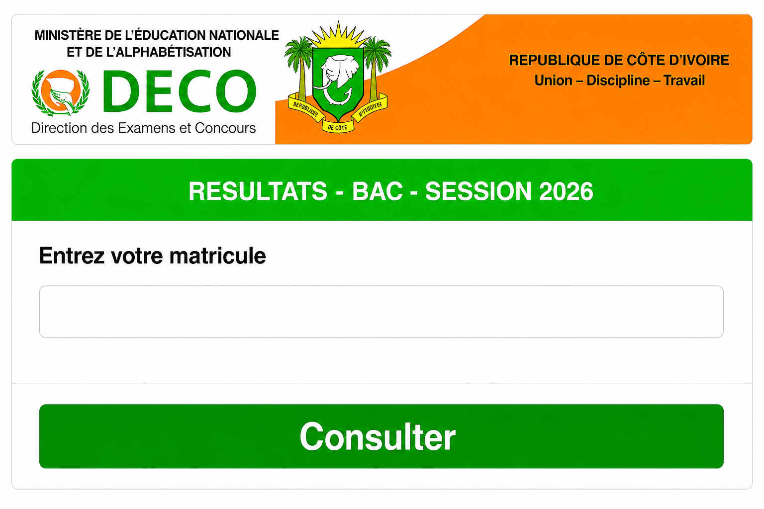 Résultats BEPC 2026 Côte d'Ivoire