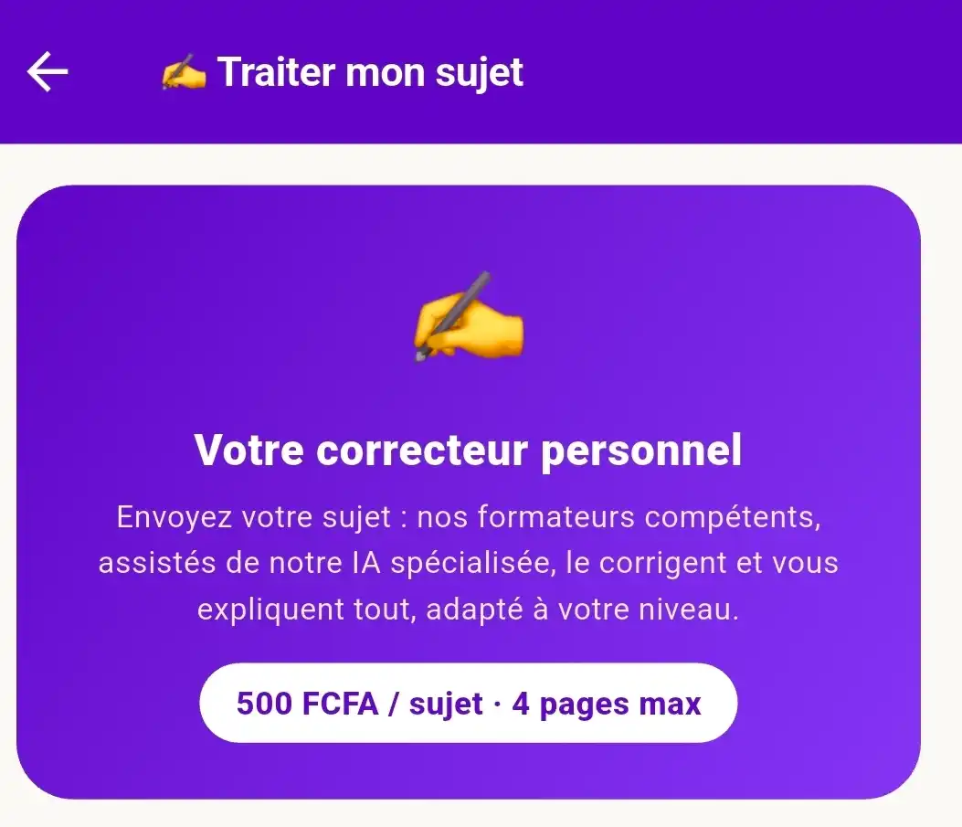 Sujets SOG corrigés sur l&rsquo;application Ablanian CI via « Traiter mon sujet ».