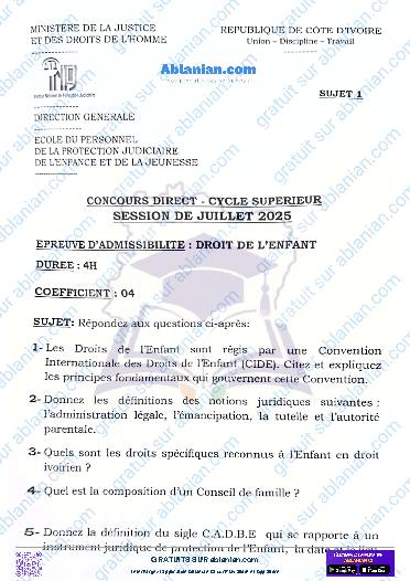 Première page : CYCLE SUPÉRIEUR des INSPECTEURS D&rsquo;ÉDUCATION SPÉCIALISÉE 2025 PDF