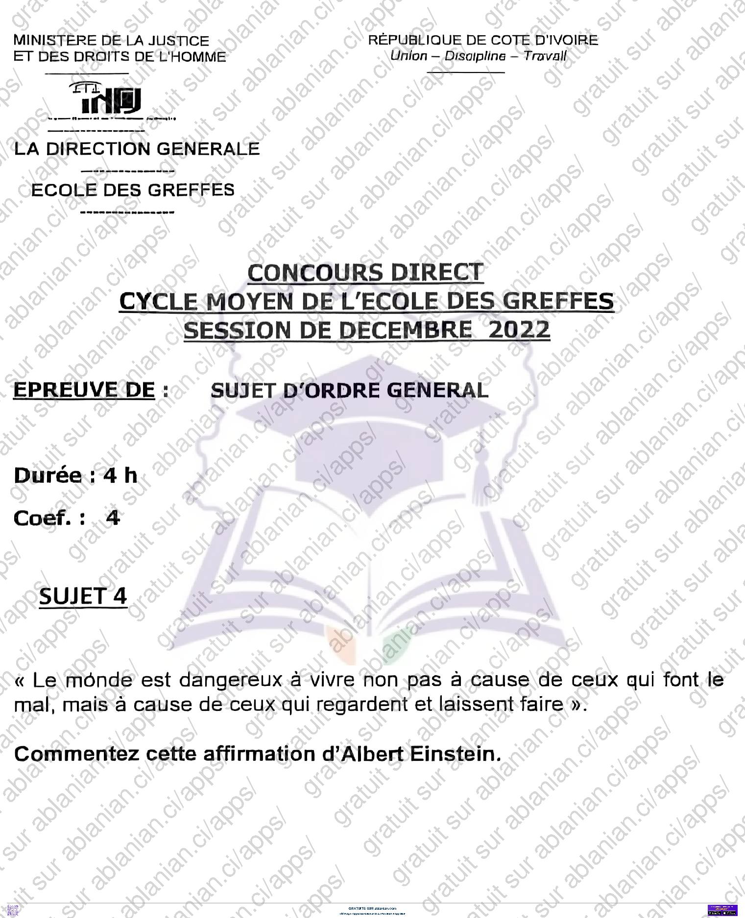Première page : Sujets SOG corrigés sur l&rsquo;application Ablanian CI via « Traiter mon sujet ».