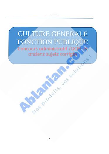 Première page : Cours culture générale ENA 2