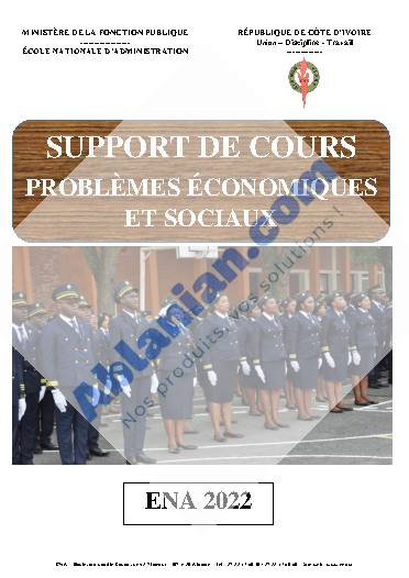 Première page : Cours ENA 2nd tour PROBLÈMES ÉCONOMIQUES ET SOCIAUX (2022)