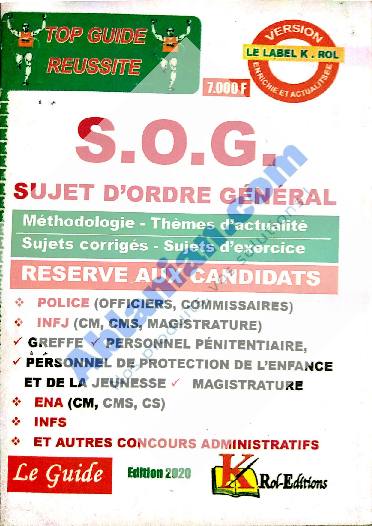 Première page : Cours 2nd tour ENA SOG 2020