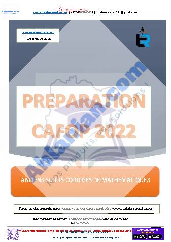 Première page : Anciens sujets CAFOP IA Mathématiques (2000 à 2021)