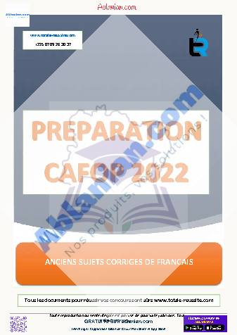 Première page : Anciens sujets CAFOP IA Français(2000 à 2021)