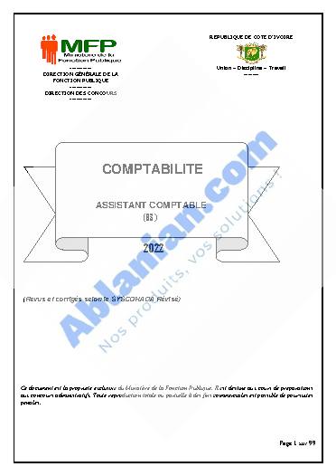 Première page : Cours Comptabilité B3 2022