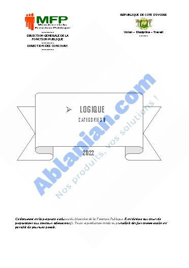 Première page : Cours Logique CAT B (concours niveaux BAC et plus) 2022