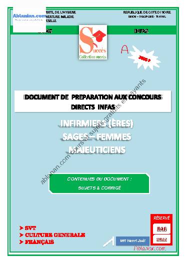 Première page : INFAS Infirmières et Sages femmes (sujets et cours 2015 à 2020)