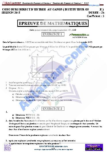 Première page : Anciens sujets de Maths 2008 à 2021 et corrections