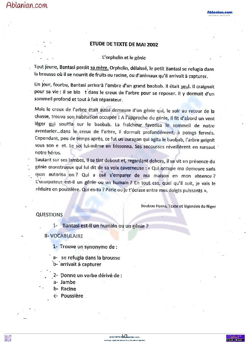 Première page : Anciens Sujets EMPT : EPREUVE D&rsquo;étude de texte 2022 PDF