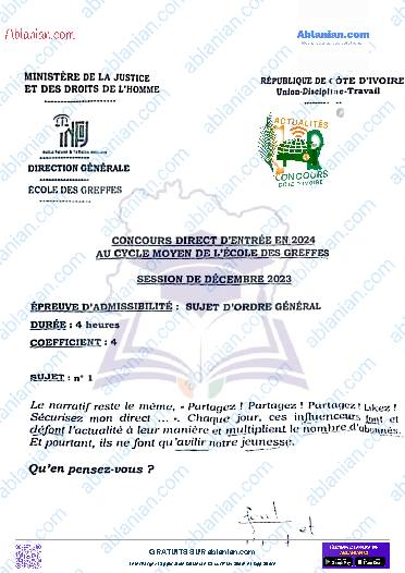 Première page : Ancien Sujet INFJ CM GREFFES 2023 SOG PDF