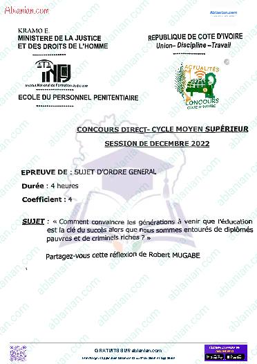 Première page : Ancien Sujet INFJ 2023 CMS école du personnel pénitentiaire PDF