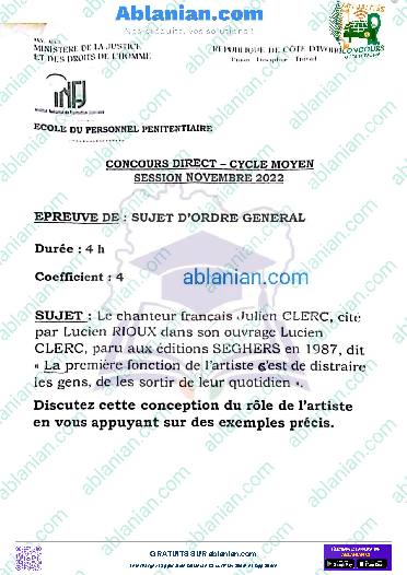 Première page : Ancien Sujet INFJ CM sujet d&rsquo;ordre général 2022 PDF