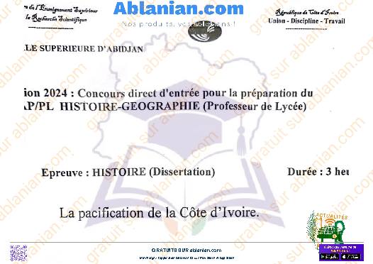 Première page : ENS 2024 HISTOIRE DISSERTATION PDF