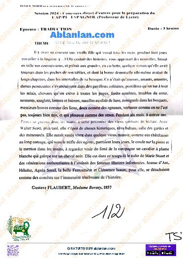 Première page : ENS 2024 espagnol traduction PDF