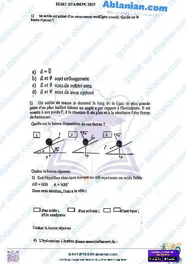 Première page : Anciens sujets BEPC Eaux et Forêts toutes les matières 2019 PDF