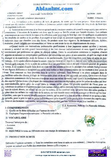 Première page : ANCIEN SUJET ENS EDUCATEUR 2025 (toutes les matières)