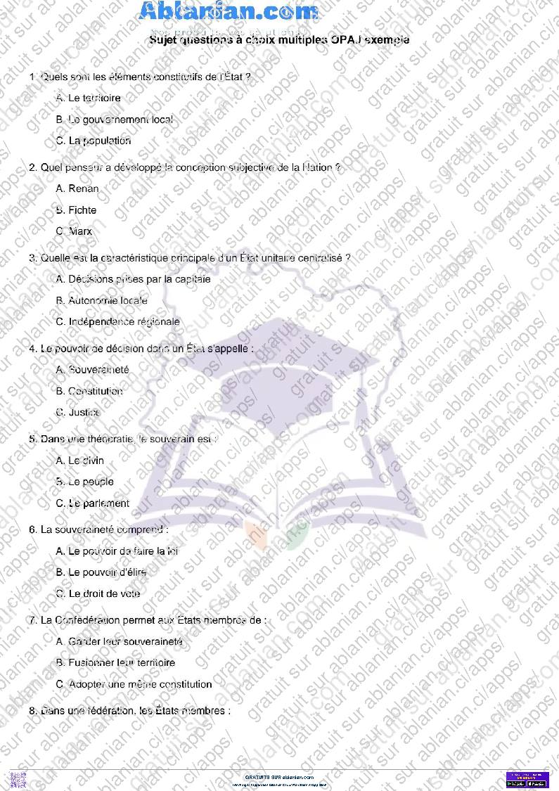 Première page : Ancien sujets OPAJ secrétaire assistant administratif exemple et corrigé PDF